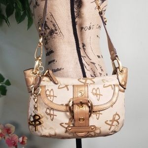 B. Makowsky Leather/Canvas Crossbody/Shoulder Bag